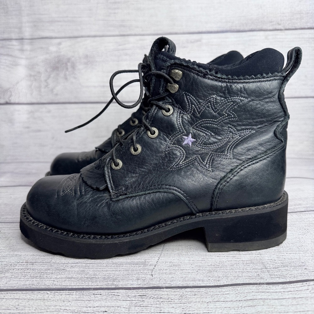 Ariat Black Lace Up Women's Boots with Star Stitch Detail